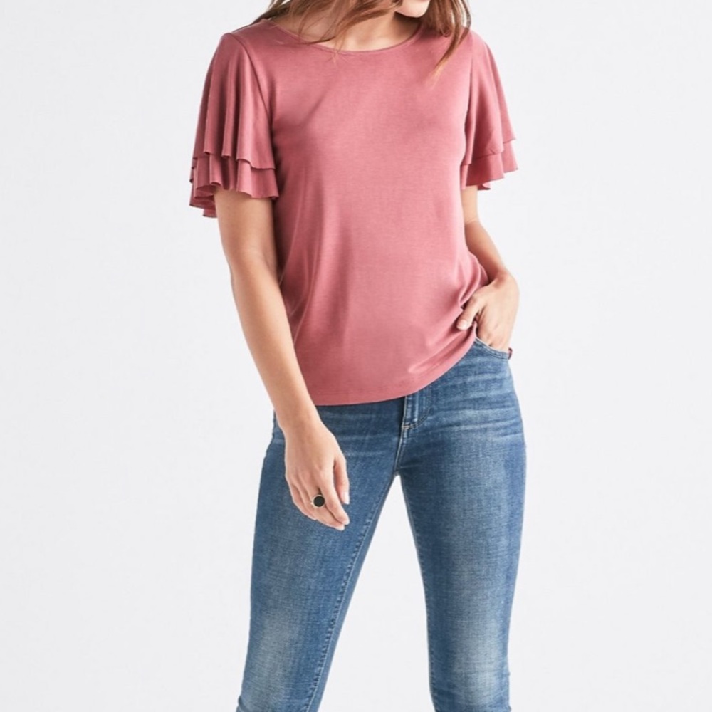 Lucky Brand Ruffle Sandwash Tee